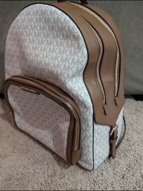 Michael Kors Brown and Vanilla Monogram Backpack